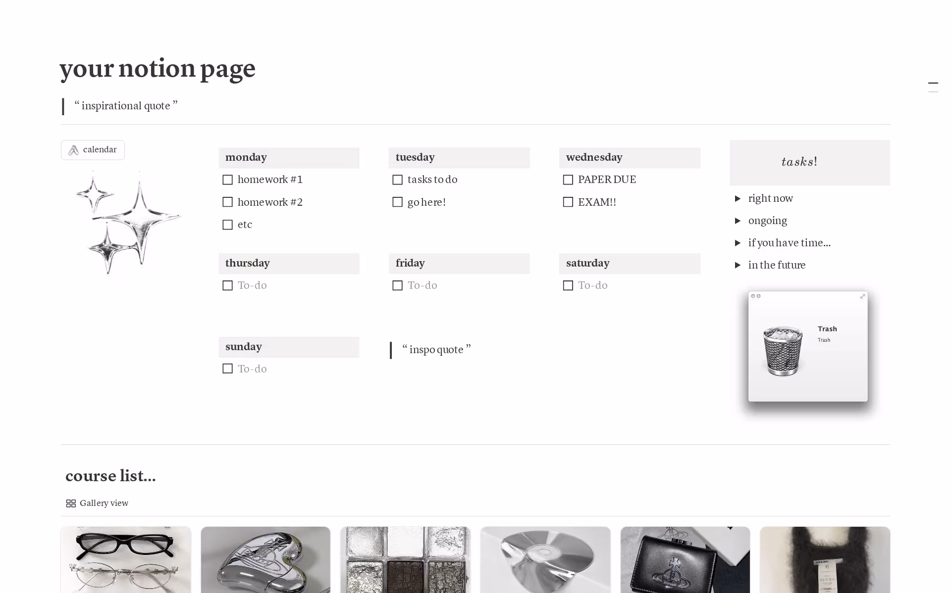 Student Planner for Classes and Life Notion Template